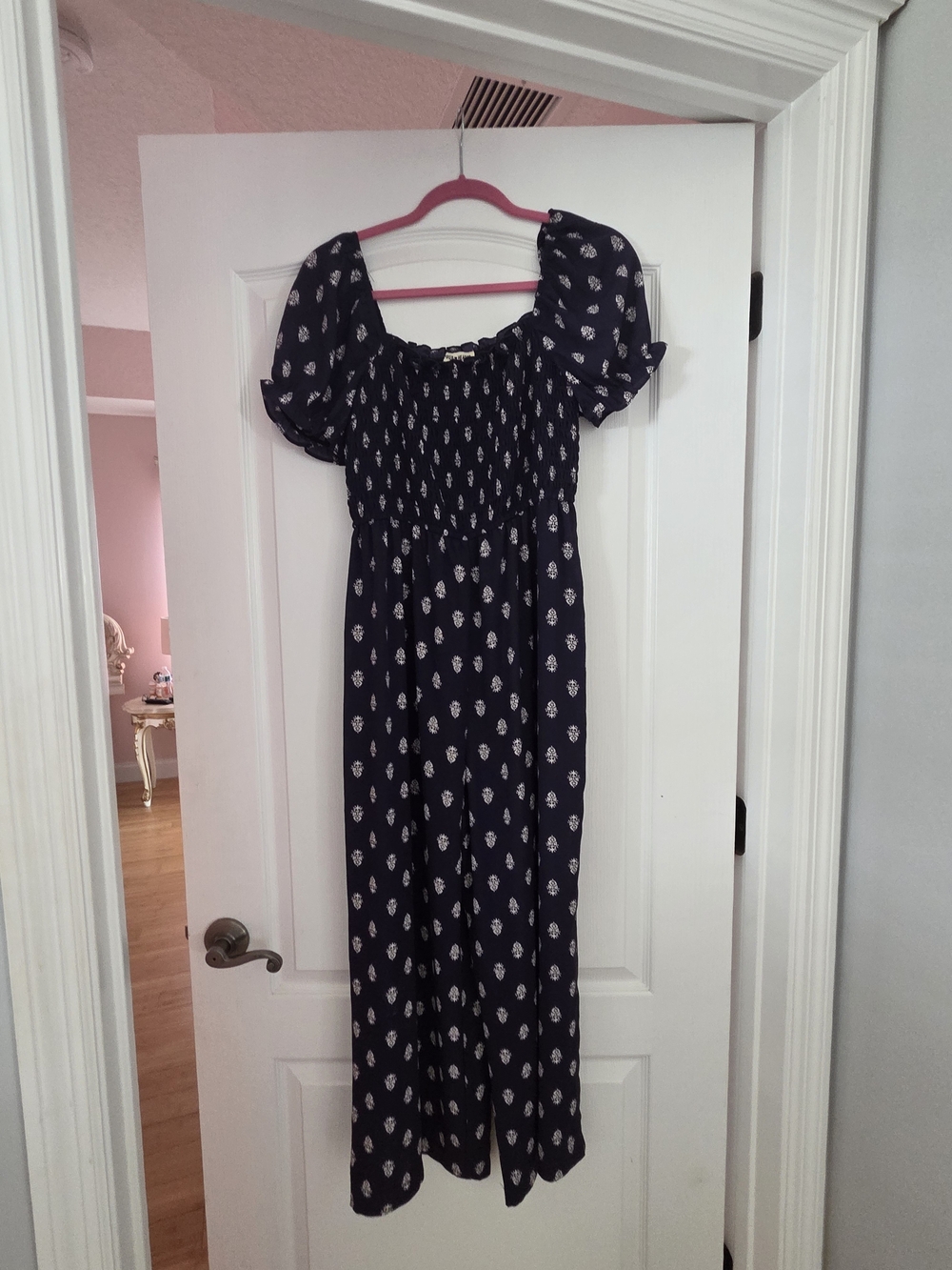 Inspired Hearts Navy Floral Smocked Jumpsuit